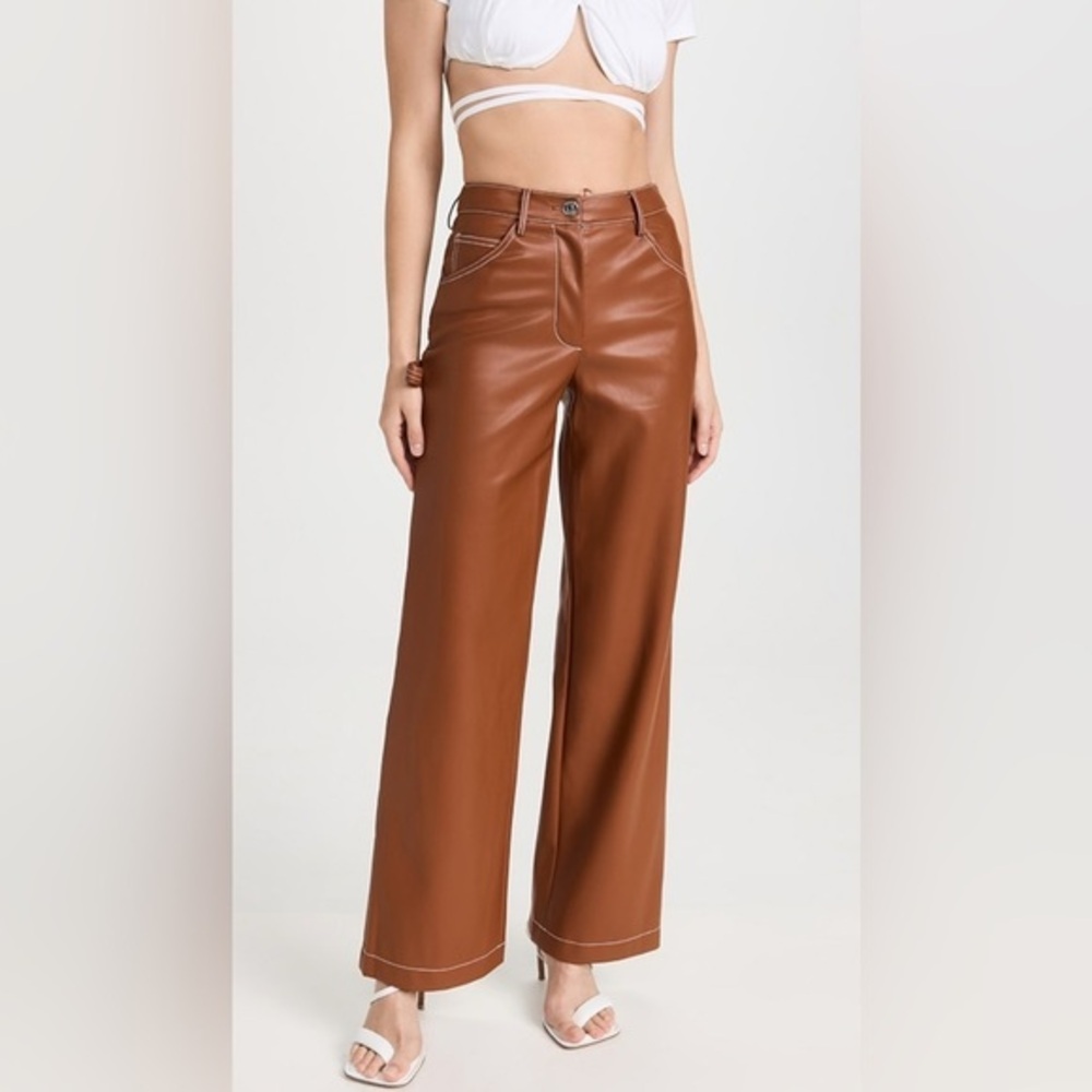 STAUD Size 2 • Brown High Rise Domino Pant Full Length.
